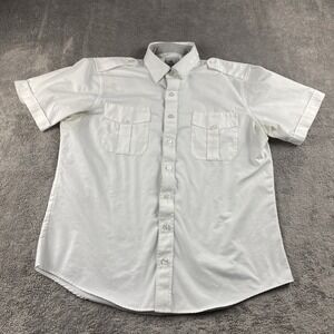 A‎ Cut Above Short Sleeve Pilot Shirt Mens 16 US White Relaxed Fit